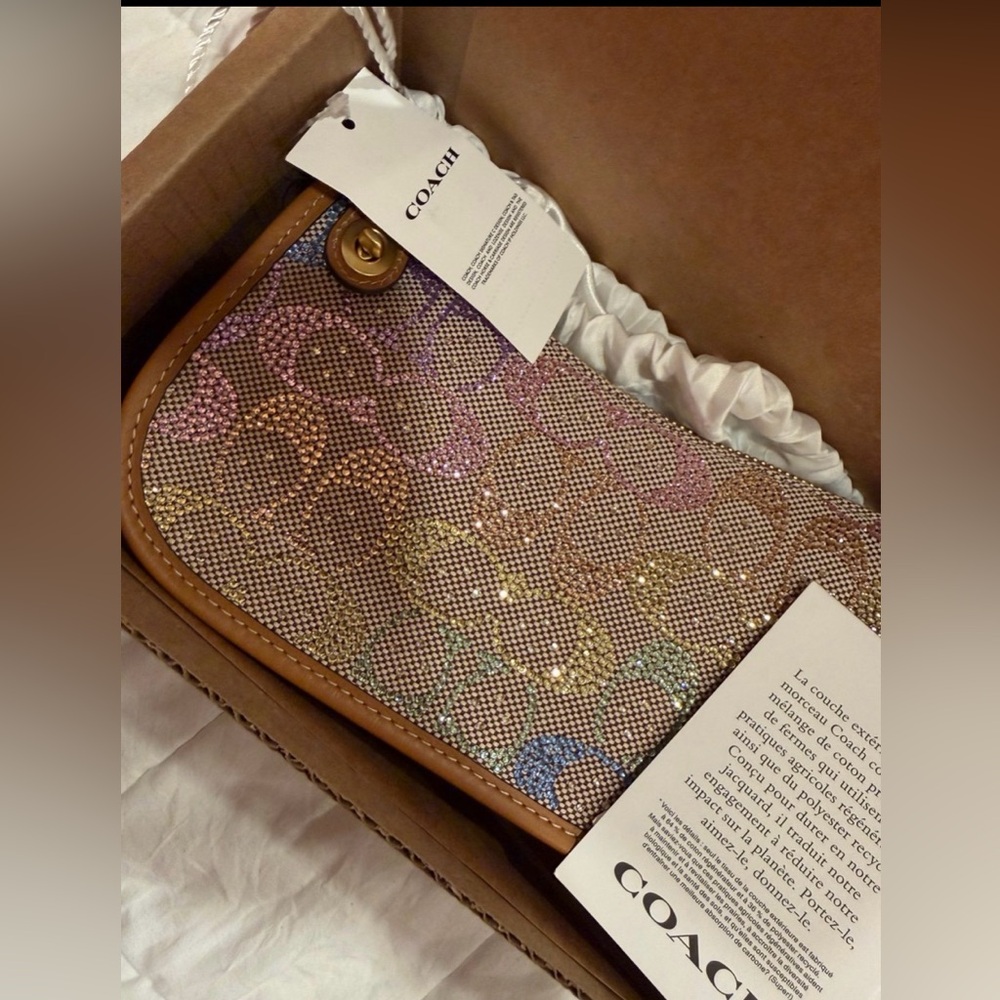Coach Swinger Small Crystal Signature Jacquard Bag 20 with Chain NWT! - Picture 16 of 16
